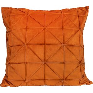 QUVIO Kussenhoes geruit met driehoek - Fluweel - 50 x 50 cm - Oranje