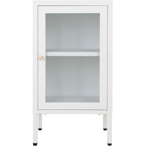 QUVIO Stijlvolle Kast - Bijzetkast Praag - Wit - 38x35x70 cm - Staal en Glas