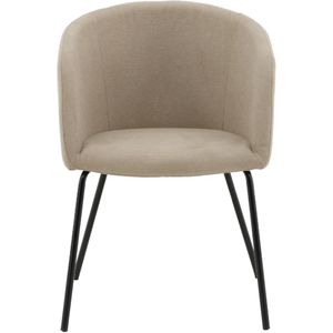 QUVIO Tini Eetkamerstoel - Moderne Elegantie - Zwart en Beige Stof