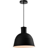 QUVIO Hanglamp industrieel - Fabriekslamp rond - D 33 cm - Zwart