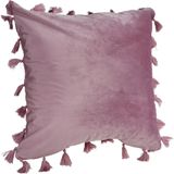 QUVIO Kussenhoes met franjes - 45 x 45 cm - Roze