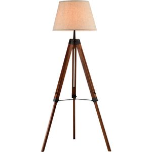 QUVIO Vloerlamp landelijk - Driepoot van hout - Diameter voet 60 cm