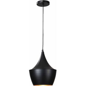 QUVIO Hanglamp modern - Rond met koperen binnenkant - Diameter 25 cm - Zwart