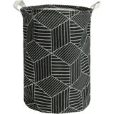 QUVIO Wasmand met handvaten - Hexagon patroon - 43 L - Zwart