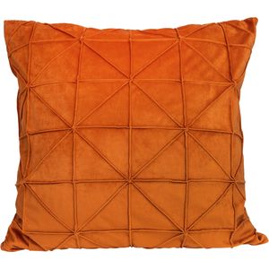 QUVIO Sierkussen gevuld - grafisch patroon 50x50 cm - Fluweel Oranje
