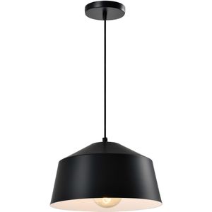 QUVIO Hanglamp modern - Brede koepellamp - D 27 cm - Zwart