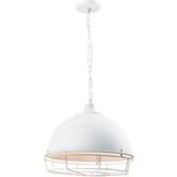 QUVIO Hanglamp landelijk - Kettinglamp met stalen rooster - D 42 cm - Wit