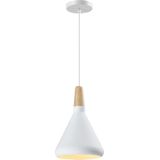 QUVIO Hanglamp Scandinavisch - Kegel design - Houten kop - D 17 cm - Wit