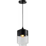 QUVIO Hanglamp retro - Langwerpige kap van metaal en glas - Diameter 18 cm