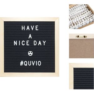 QUVIO Letterbord 25.5 x 25.5 cm / Inclusief 460 letters, cijfers, tekens en symbolen / Houten frame - Zwart