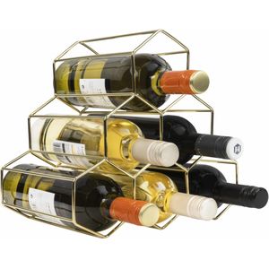 QUVIO Wijnrek - Voor 6 flessen - Goud