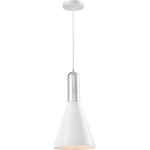 QUVIO Hanglamp modern - Kegelvorm - Zilveren bovenkant - D 19 cm - Wit