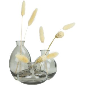 QUVIO Vazen set van 3 - Donker glas