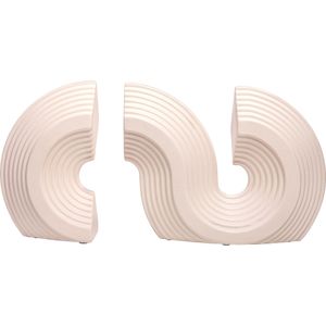 QUVIO Boekensteun - Geometrisch - Decoratief object - Keramiek- Beige - Set van 2