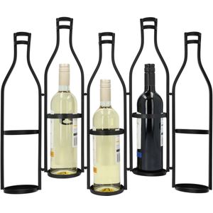 QUVIO Wijnrek voor 5 flessen - Wandmontage - Metaal