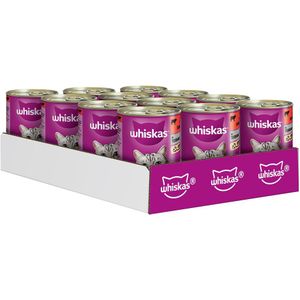 Whiskas 1+ Blikken in Gelei / Saus 12 x 400 g Kattenvoer - Rund in Terrine