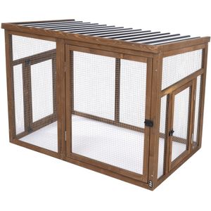 TIAKI houten buitenverblijf 116x78x89.8cm kleine dieren kippen