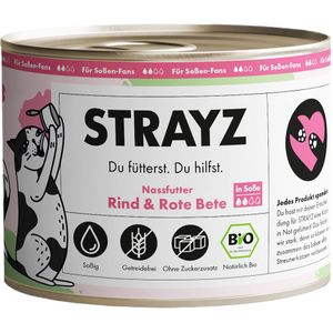 6x200g STRAYZ BIO cat biologisch rundvlees & biologische rode biet in saus natvoer voor katten