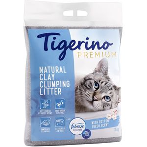 2x12kg Tigerino Premium Febreze/Ambi Pur Freshness Frisse Katoenbloesem geur Kattenbakvulling