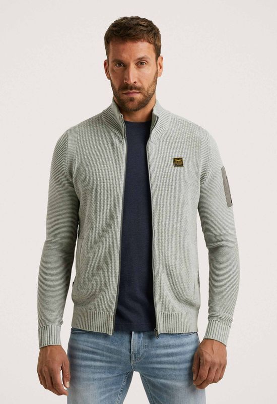 PME Legend vest met ingebreid patroon grijs