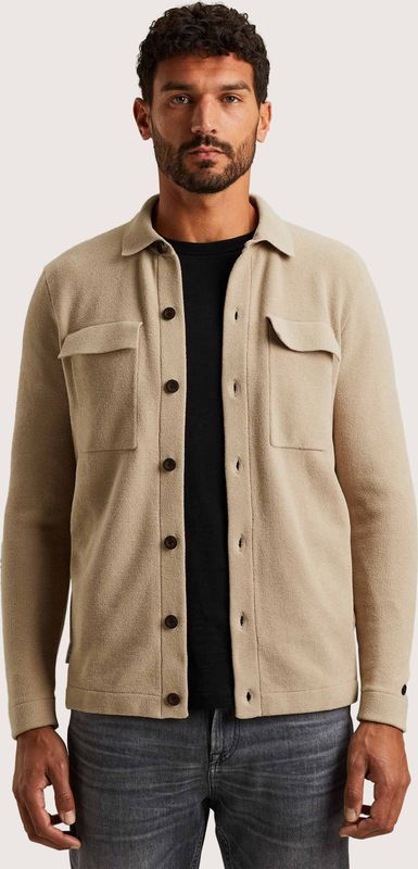 Cast Iron Heren vest beige (Maat: S) - Effen - Halslijn: Polokraag,