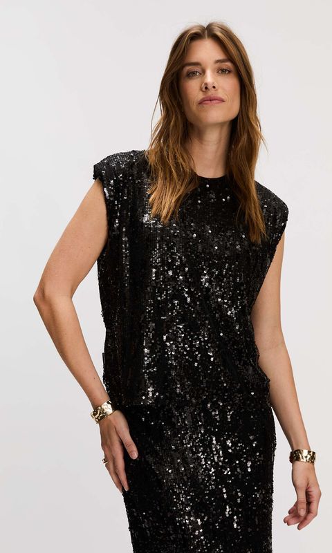 Silvercreek - Katy Top - Zwart - Pailletten