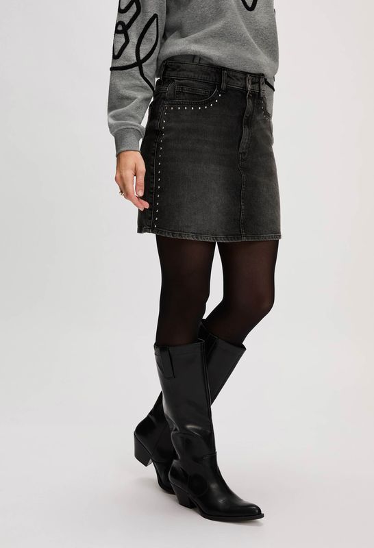 Silvercreek - Tibbie Rok - Korte Denim Rok - Met 5 Zakken - Zilveren Studs
