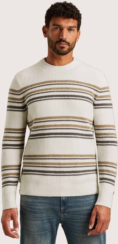 Cast Iron gestreepte trui gebreid beige