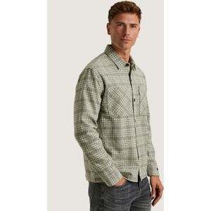 Cast Iron Heren overhemd lange mouw groen (Maat: S) - Ruit