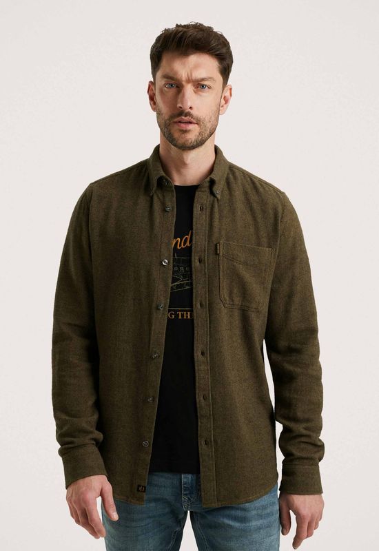 PME Legend Heren overhemd lange mouw groen (Maat: S)