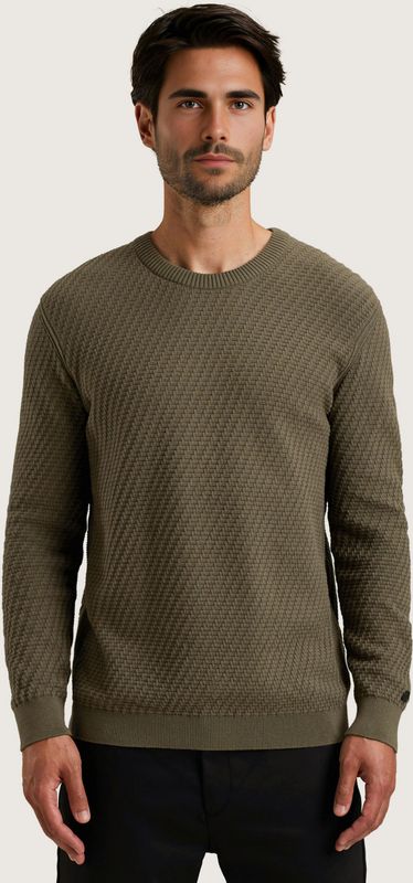 Cast Iron - Pullover - Groen - Crewneck Regular Fit - Katoen Stretch