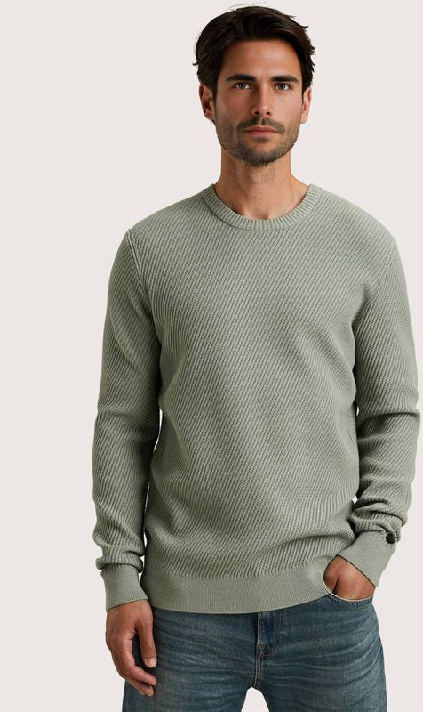 Cast Iron - Gebreide Trui - Grijs - Ronde Hals - Lange Mouw