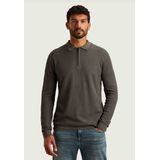 Cast Iron - Longsleeve Half-Zip Polo Structure - Antraciet - Heren Poloshirt
