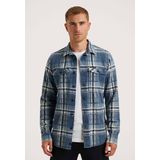 PME Legend Heren overhemd lange mouw blauw (Maat: S) - Ruit