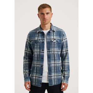 PME Legend Heren overhemd lange mouw blauw (Maat: S) - Ruit