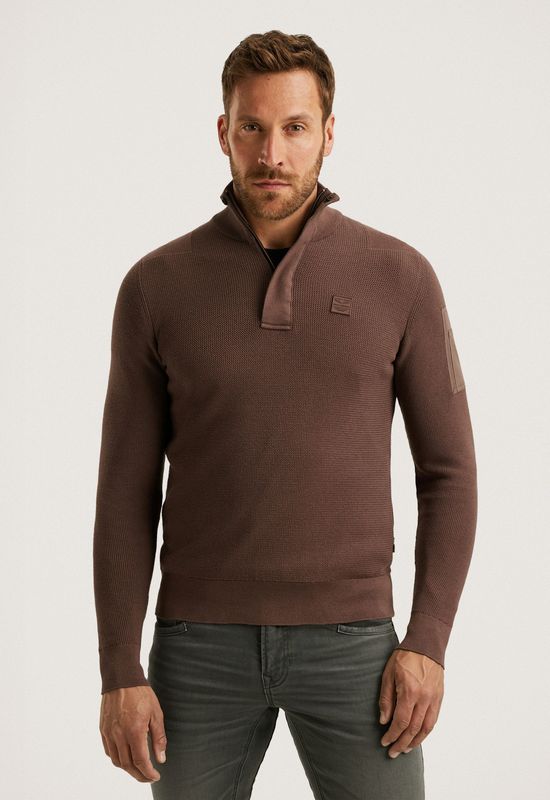 PME Legend - Half Zip - Bruin - Half Zip Collar Cotton Knit PKW2509322/8203