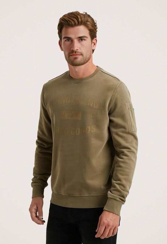 PME Legend Heren trui groen (Maat: S) - Tekst - Halslijn: Ronde hals,