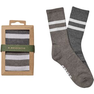 M. Moustache heren giftbox 2-pack sokken sport chiné bruin & grijs heren