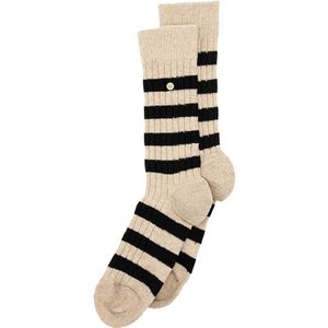 Alfredo Gonzales merino sokken cosy rib stripes zwart & beige unisex