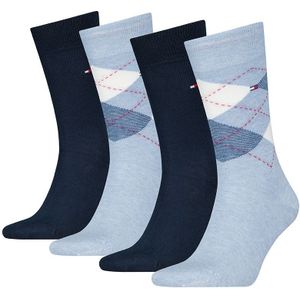 Tommy Hilfiger 4-pack sokken check blauw heren