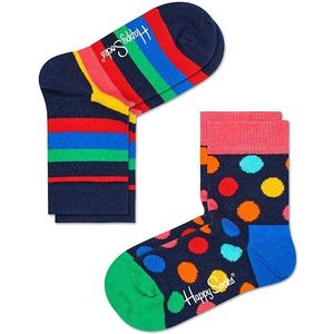 Happy Socks kids 2-pack sokken big dot & stripes II unisex