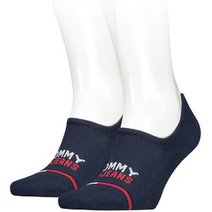 Tommy Hilfiger sokken tommy jeans logo high cut footies 2-pack blauw unisex