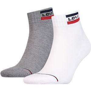 Levi&#039;s 2-pack quartersokken sportswear wit & grijs unisex