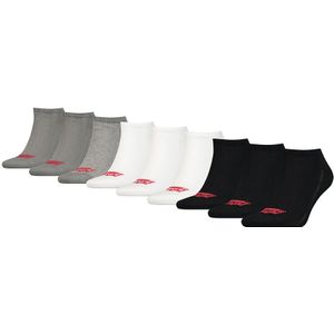 Levi&#039;s 9-pack sneakersokken batwing logo zwart, grijs & wit unisex