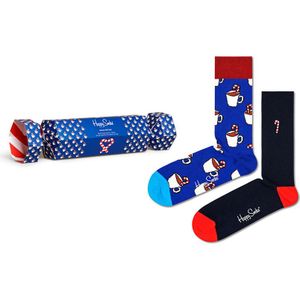 Happy Socks giftbox 2-pack sokken candy cane cocoa multi unisex