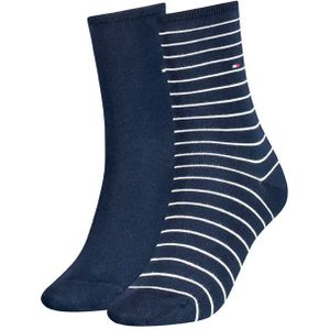 Tommy Hilfiger dames 2-pack sokken small stripe blauw II dames