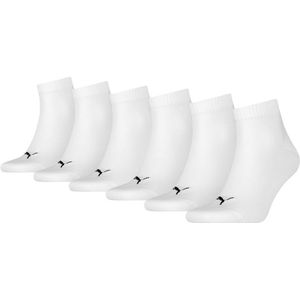 PUMA 6-pack quartersokken plain wit unisex