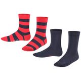 FALKE kids happy stripe 2-pack sokken blauw & rood kids