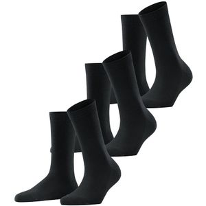 FALKE sokken dames family 3-pack zwart dames
