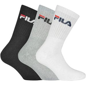 FILA 3-pack sokken full terry logo zwart, grijs & wit unisex